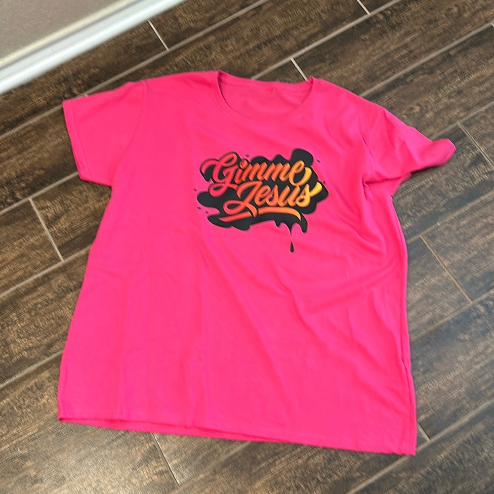 Unisex Crew Neck ‘Gimme Jesus’ Pink T-Shirt
